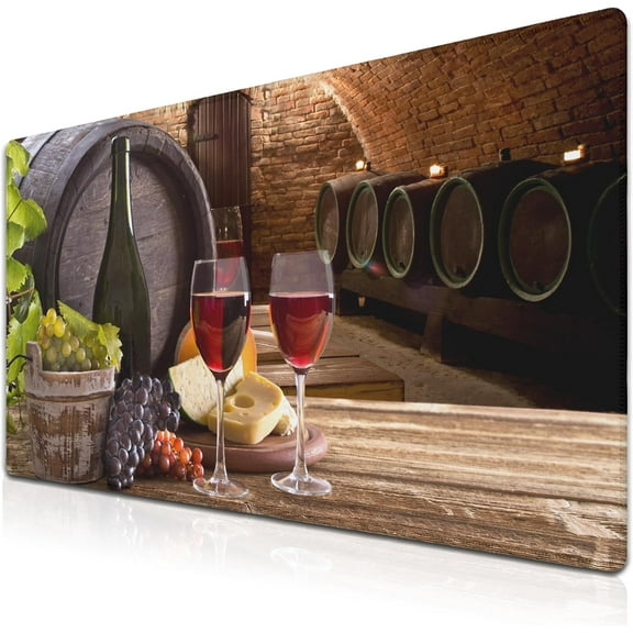 Pc Mouse Pad Wine Desktop Pad, Extra Large Mouse Pads Mans Office Accessories Gaming Desk Mats, Mousepad Large Waterproof Non-Slip Rubber Base, 35.4 X 15.7 inch for Work/Game/Office/Home