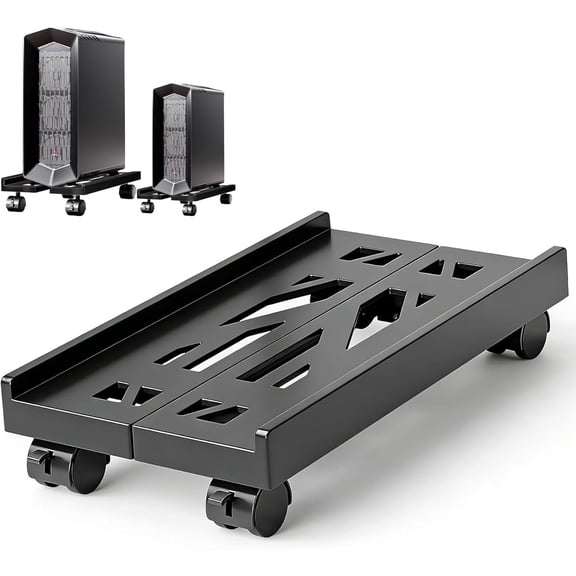 Pc Stand for Floor, Adjustable Computer Tower Stand for Carpet,Mobile CPU Stand with 4 Rolling Caster Wheels, PC Tower Stand Fits Most PC Under Desk-D-Black