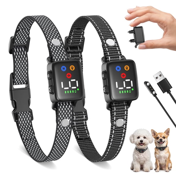 PcEoTllar Dog Bark Collar 2 Pack, Dog Shock Collars, Anti Barking Collar for Small Medium Large Dogs