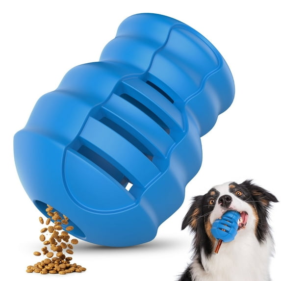 PcEoTllar Treat Dispensing Dog Toys for Aggressive Chewers, Beef-Flavored Rubber Treat Dispensing Puzzle Toy for Medium & Large Dogs, Blue