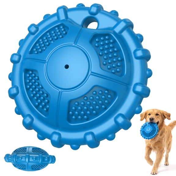 PcEoTllar Dog Chew Toys for Aggressive Chewers, Tough Squeaky Dog Toy, Natural Rubber Interactive Chew Toy for Medium & Large Dogs, Blue