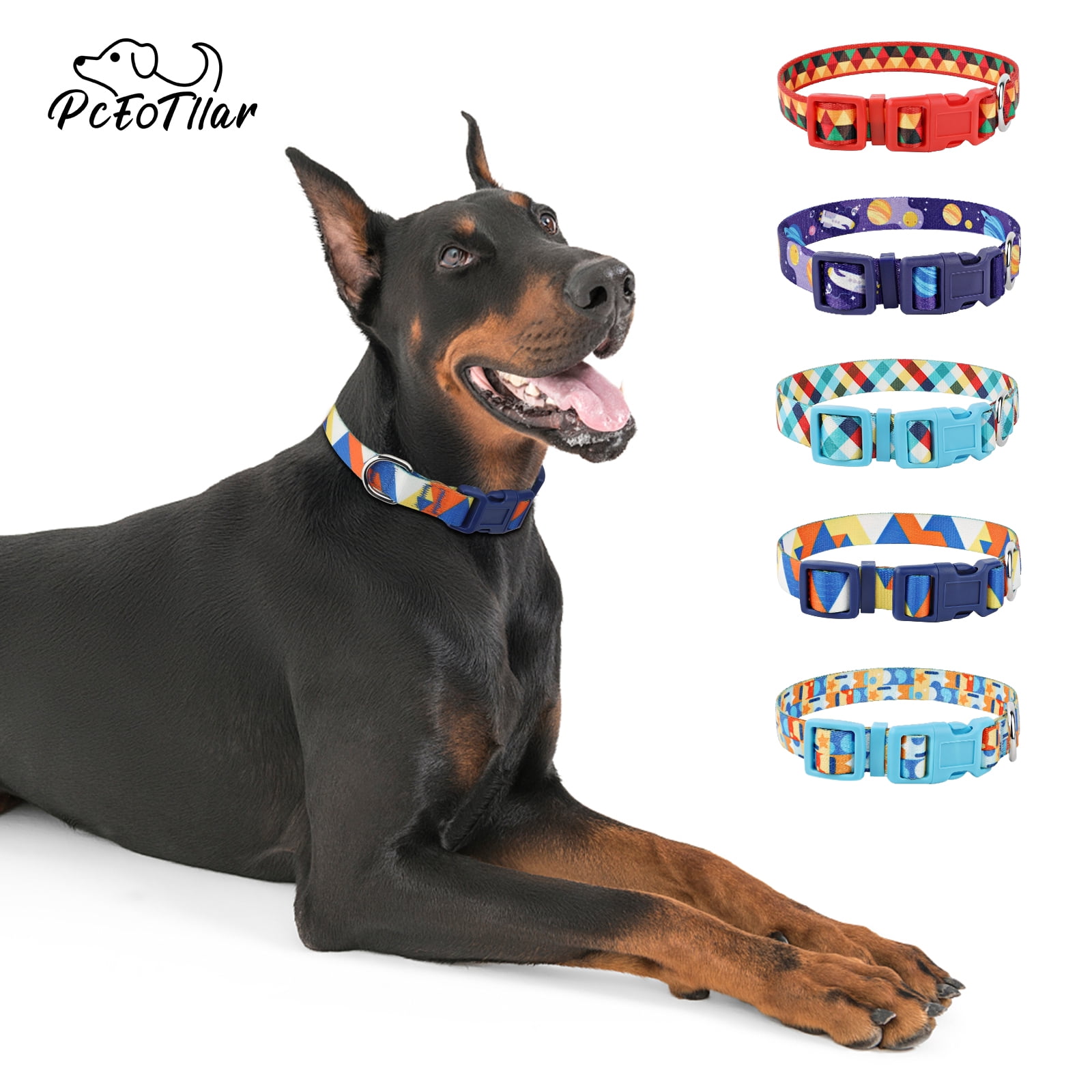 PcEoTllar Dog Collar with Geometric Patterns Colorful Stylish