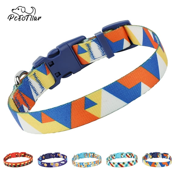 PcEoTllar Dog Collar with Geometric Patterns – Colorful Stylish & Durable Nylon Dog Collar for Small Medium Large Dogs (Imagine The Future, Medium)