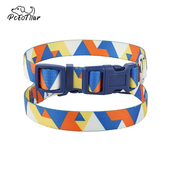 PcEoTllar Dog Collar with Geometric Patterns – Colorful Stylish & Durable Nylon Dog Collar for Small Medium Large Dogs (Imagine The Future, Small)