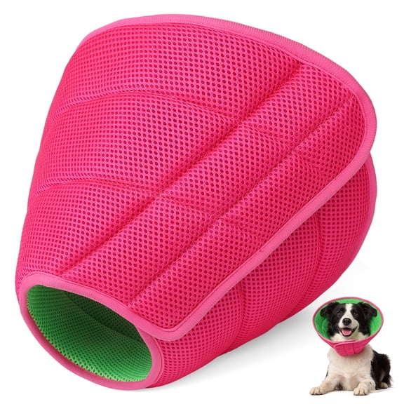 PcEoTllar Dog Cone Collar for Medium Large Dogs After Surgery, Soft Breathable Pet Recovery Collar with Double-Layer Design, Pink & Green