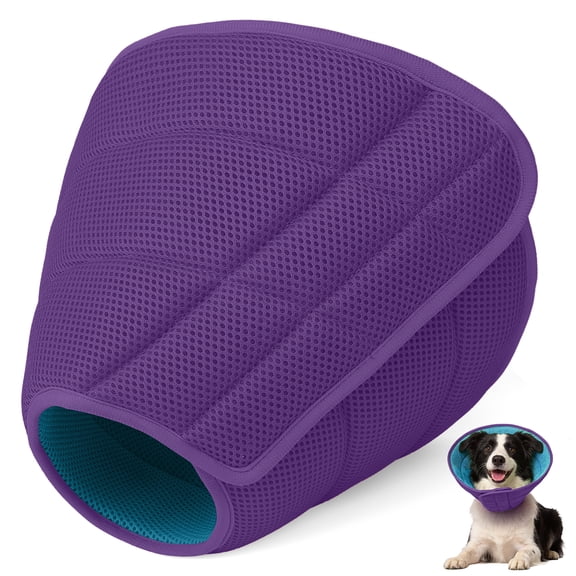 PcEoTllar Dog Cone Collar for Medium Large Dogs After Surgery, Soft Breathable Pet Recovery Collar with Double-Layer Design, Purple & Blue