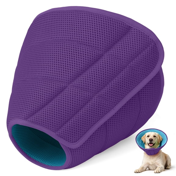 PcEoTllar Dog Cone Collar for Medium Large Dogs After Surgery, Soft Breathable Pet Recovery Collar with Double-Layer Design, Purple & Blue