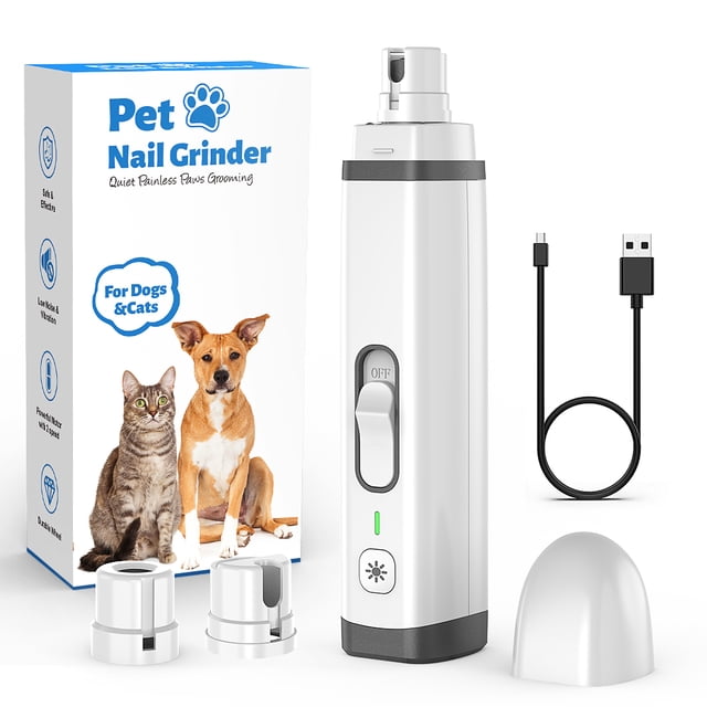 PcEoTllar Electric Pet Nail Grinder, 2-Speed, LED, Rechargeable for ...