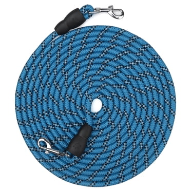 PcEoTllar Dog Tie-Out Cable, Long Dog Leash, 20FT Dog Training Leash, Reflective Heavy Duty Rope Dog Lead for Outside, Hiking, Swimming, Beach and Lake, Blue