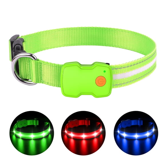 PcEoTllar Light up Dog Collar, LED Dog Collar Rechargeable, Pet Dog Collars for Large Dogs, Green L