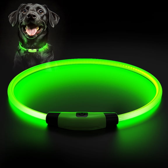 PcEoTllar Light up LED Dog Collar, USB Rechargeable Flash Light up Dog Collar, Green