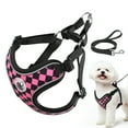 thumbnail image 1 of PcEoTllar No Pull Dog Harness and Leash Set, Adjustable Reflective Step in Dog Harness for Small Dogs, Pink XS, 1 of 7