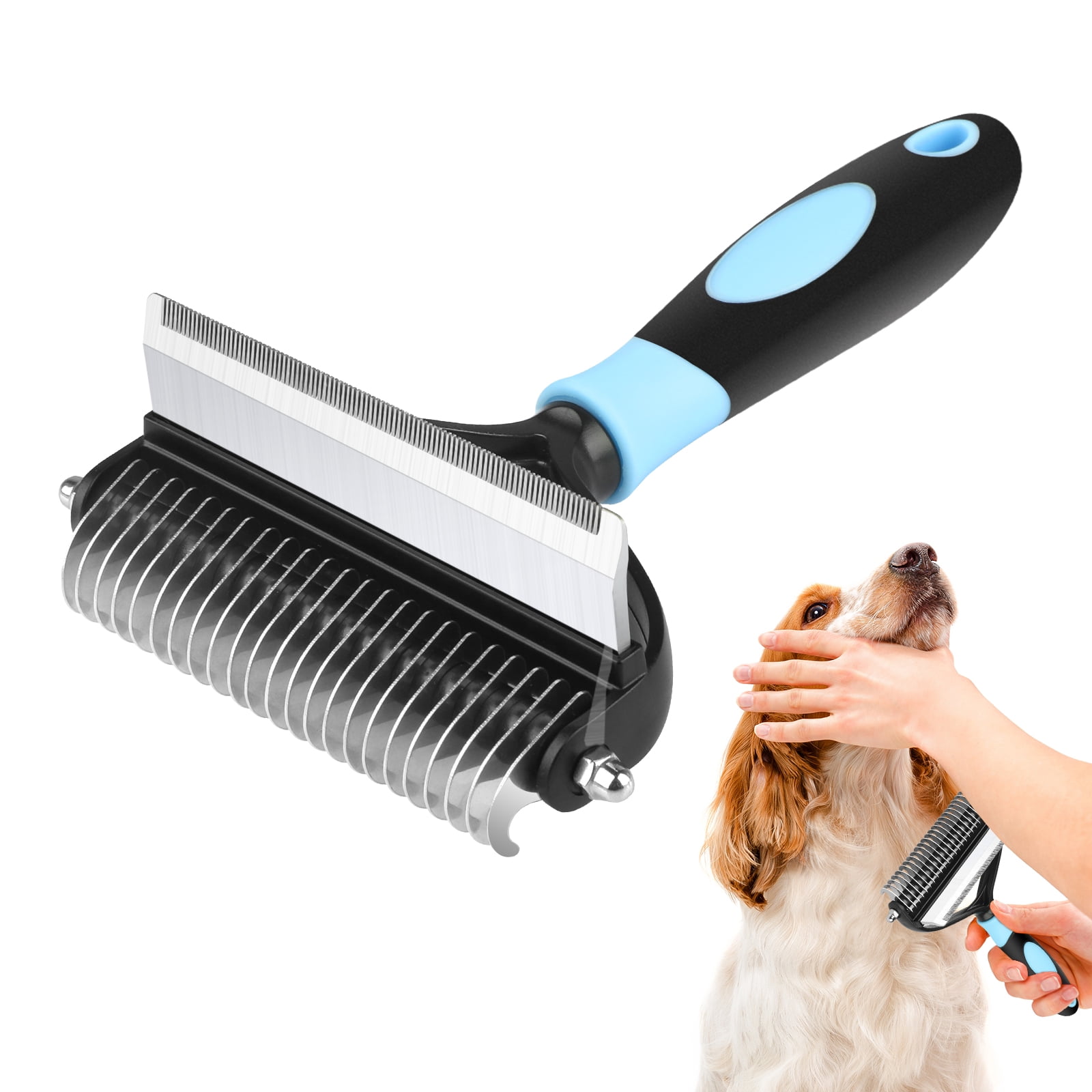 Pet Hair Removal Comb With Wooden Handle Undercoat Hair - Temu