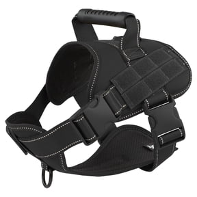 PcEoTllar No Pull Dog Harness for Large Dogs, Reflective Dog Vest Harness with Handle, Adjustable Easy on Dog Harness for Training Running Walking, Black L