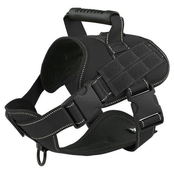 PcEoTllar No Pull Dog Harness for Large Dogs, Reflective Dog Vest Harness with Handle, Adjustable Easy on Dog Harness for Training Running Walking, Black XL