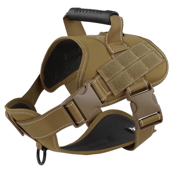PcEoTllar No Pull Dog Harness for Large Dogs, Reflective Dog Vest Harness with Handle, Adjustable Easy on Dog Harness for Training Running Walking, Khaki XL