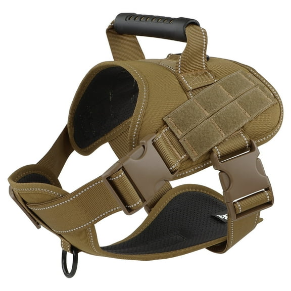 PcEoTllar No Pull Dog Harness for Small Dogs, Reflective Dog Vest Harness with Handle, Adjustable Easy on Dog Harness for Training Running Walking, Khaki S