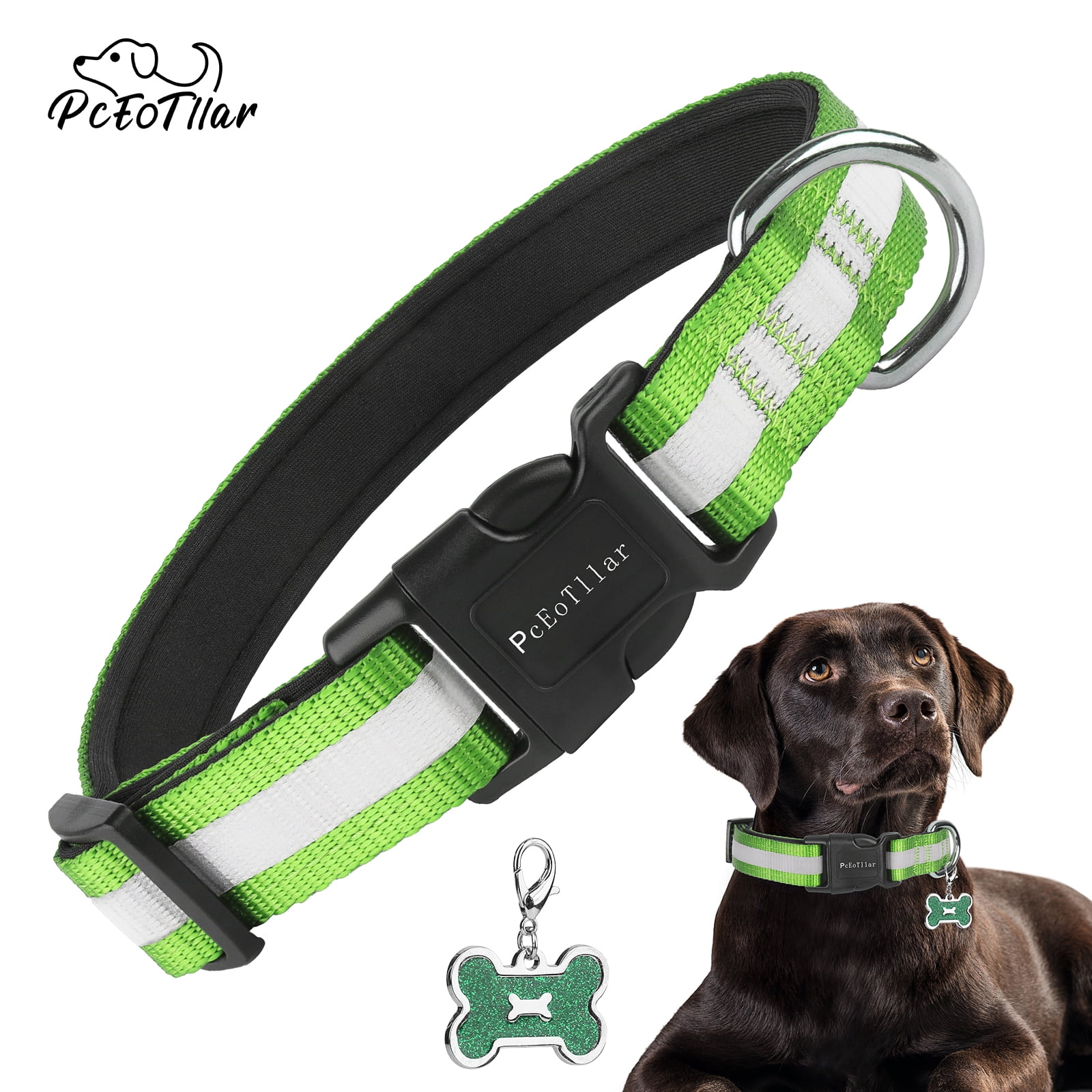 PcEoTllar Adjustable, Medium, Small, Light Reflective Dog Collar Soft