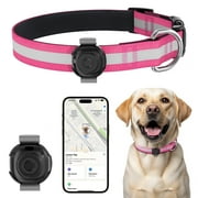 PcEoTllar Smart Tracker Collar – Personal & Item Location Tracker, No Monthly Fee, Works with Apple Find My (iOS Only), Anti-Lost Device, Pink, S