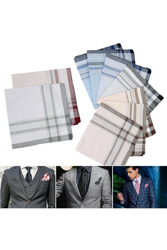Pcapzz 10PCS 100% Cotton Mens Handkerchiefs Mens Soft Checkered Pattern