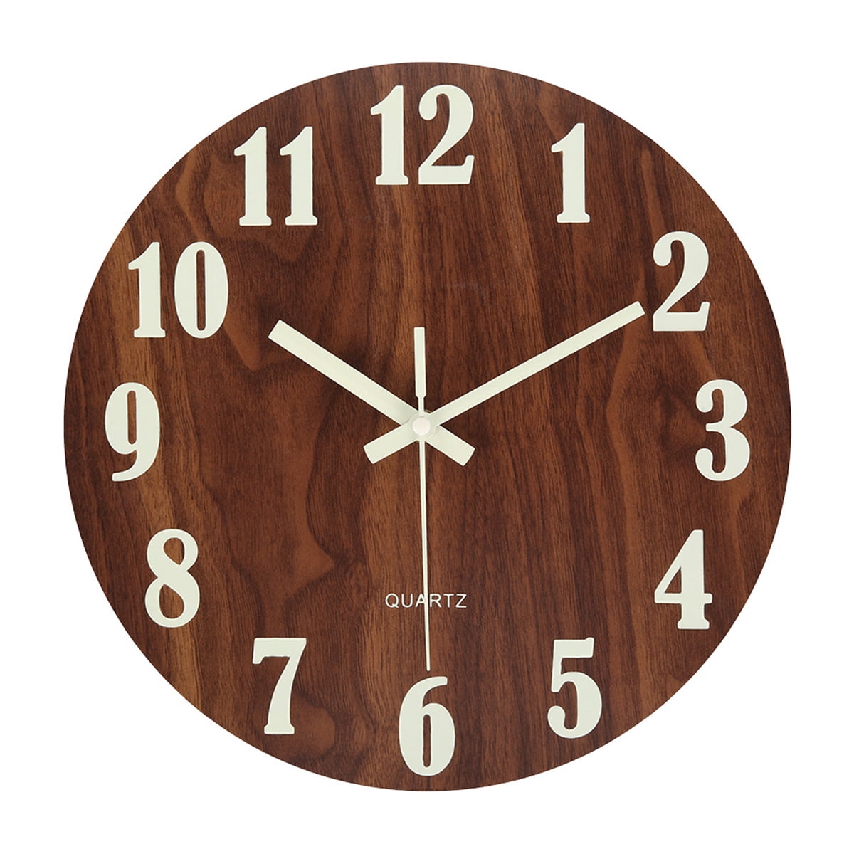 Pcapzz 12 Inch Luminous Wall Clock Wooden Design Night Lights Round