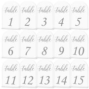 Pcapzz 15Pcs Frosted Arch Table Numbers Clear Frosted Arch Acrylic Table Signs with Stands Acrylic Table Numbers 1-15 Table Signs for Wedding Reception Table Centerpiece Party 10x15cm