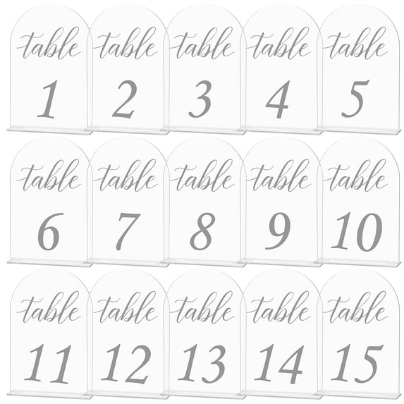 Number 15pcs Sign Pcapzz 15Pcs Frosted Arch Table Numbers Clear Frosted Arch Acrylic ...