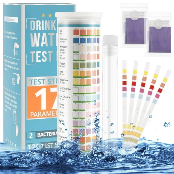 Pcapzz 17 In 1 Drinking Water Test Kit Water Testing Kits for Drinking Water Easy Home Tap and Well Water Test Kit 125 Strips Water Test Strips for Hardness pH Lead Iron Fluoride Chlorine and More