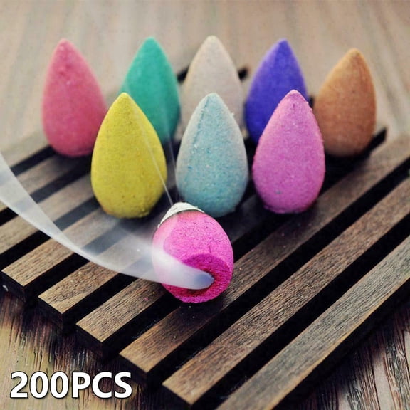 Pcapzz 200Pcs Colorful Backflow Incense Cones Natural Smoke Cones for Backflow Incense Burner