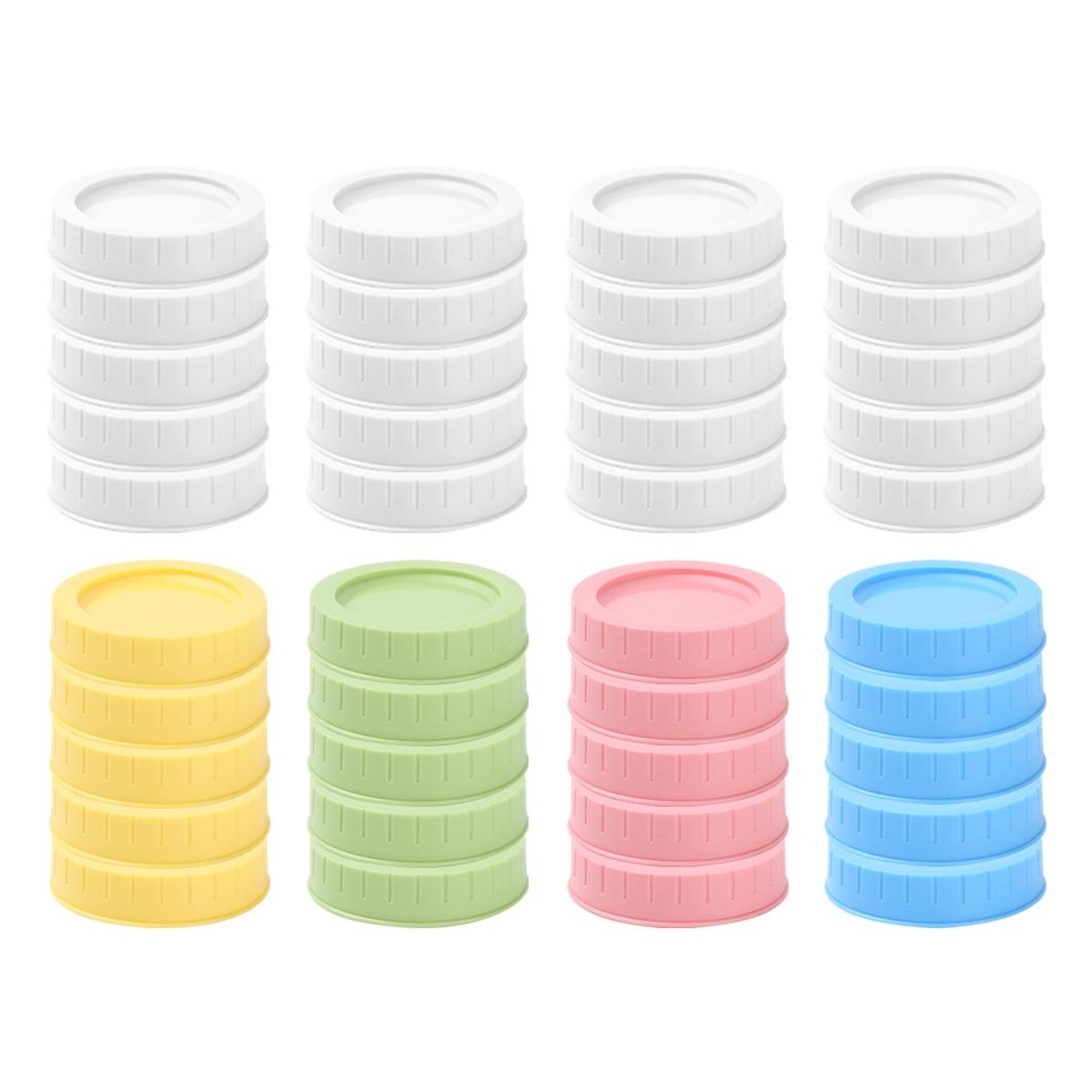 Pcapzz 20pcs Colored Plastic Mason Jar Lids,Fit Regular Mouth 70mm