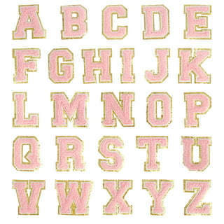 New, PINK 3 Embroidered Letter w/ White Felt, Varsity Letter Patch,  1-pc, Iron-on Backing, Choose Your Letter, A-Z Letters, DIY Letters