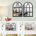 thumbnail image 1 of Pcapzz 27cm x 42cm Black Rustic Arched Window Wall Mirror, 1 of 8