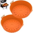 thumbnail image 1 of Pcapzz 2Pcs Air Fryer Silicone Pot with Handle,Air Fryer Liner,Reusable Heat Resistant Basket Baking Pan Liner Replacement for Air Fryer Oven Microwave Accessories 8in, 1 of 10