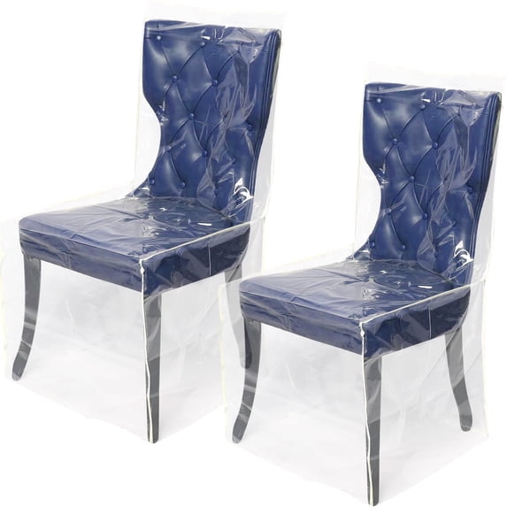 2Pcs Plastic Dining Chair Covers Clear Dining Chair Protector Waterproof Chair Seat Cover Dustproof Clear Dining Chair Slipcover PVC Seat Chair Protector for Home Kitchen Bedroom