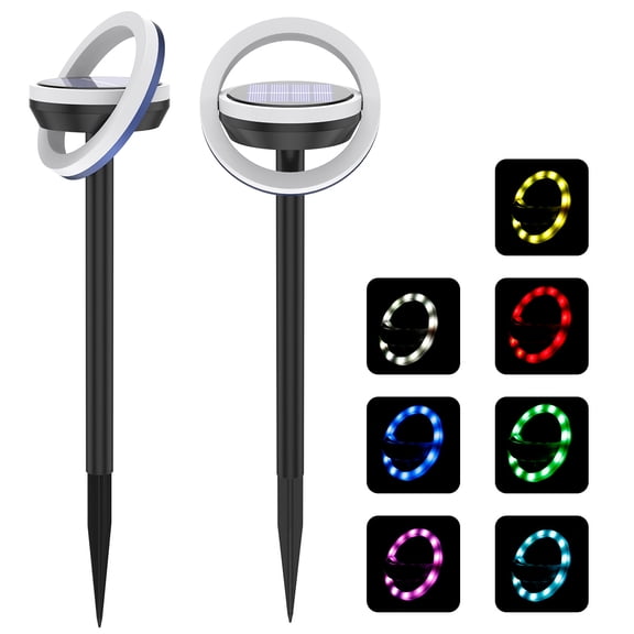 Pcapzz 2Pcs Solar Ground Light,Buried Garden Light,12 LED Under Ground Spot Lamp,IP65 Waterproof Auto On/Off Landscape Solar Light with Adjustable Head for Outdoor,Colorful