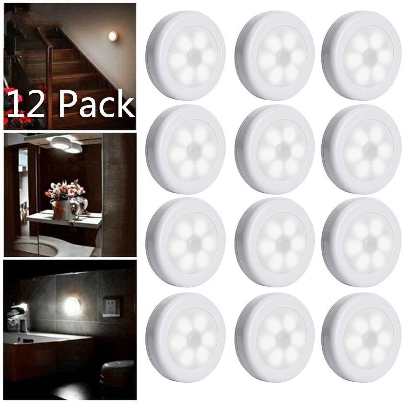 Hibibud Pcapzz 3/6/12 Pack Motion Sensor Light Indoor 6 LED Closet Lights Wireless Battery Operated Night Light Stick on Wall Lamps Pantry Cabinet Wardrobe Kitchen