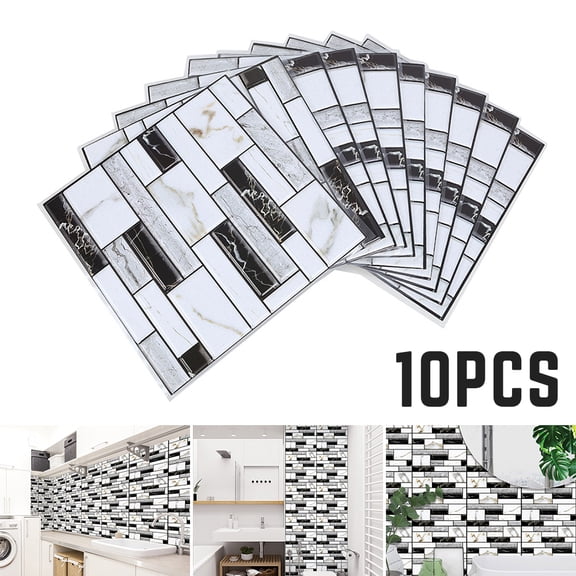 Pcapzz 3D Crystal Tile Stickers,10 PCS Removable Self-adhesive Waterproof Wall Sticker Tile Murals for Kitchen Backsplash Bathroom & Counter Top