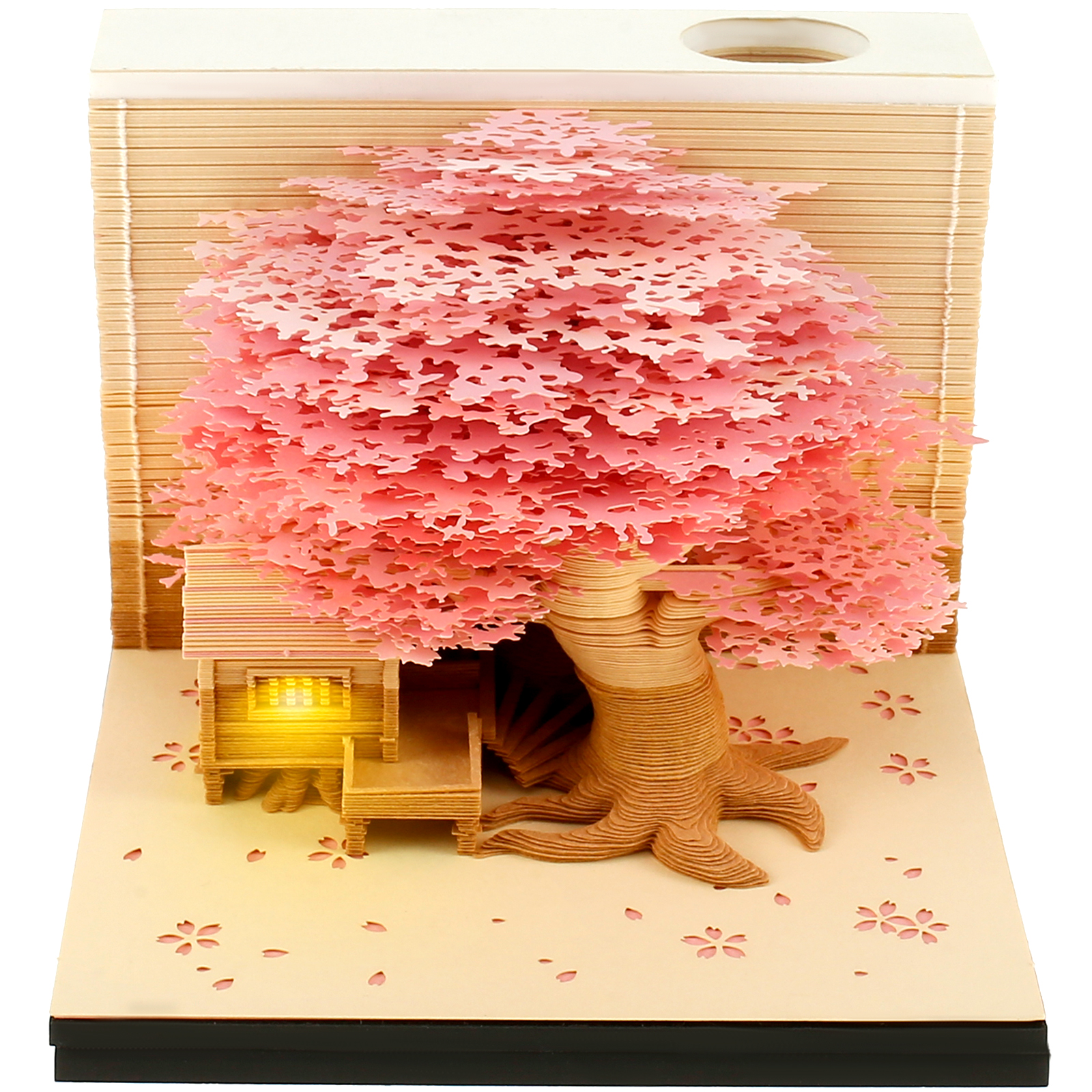 Pcapzz 3D Memo Pad Creative Tree House Desk Note Pad with LED Light