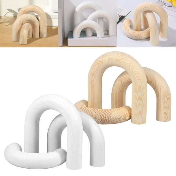 Pcapzz 3Pcs Wood Arch Decor Set Wooden Arches Decor Object 3 Sizes Arch Bookshelf Decor Set Aesthetic Coffee Table Decor Arch Shelf Ornament for Bookshelf Mantel Entryway