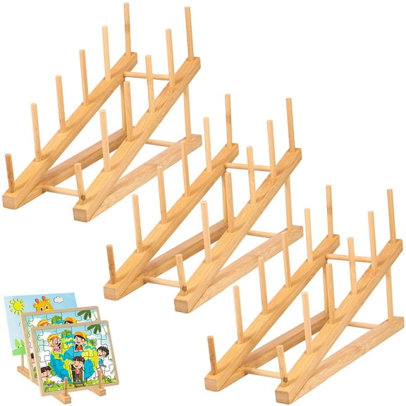 Pcapzz 3Pcs Wooden Puzzle Storage Rack Jigsaw Puzzle Holder Rack for Puzzle Easel Board Wood Puzzle Display Stand 11.8×4.5×7.4 In Puzzle Rack Organizer for Craft Collection Lover