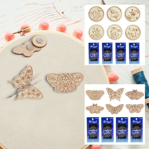 Pcapzz 6Pcs Cross Stitch Needle Minder Magnetic Needle Minder Flower Patterned Needle Keepers Embroidery Sewing Needle and Pin Holders for Crafts and Needlework Supplies