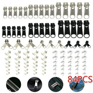 Zipper Repair Kit (52 Pcs), Universal #5 Zipper Replacement Slider Kit,  Zipper Pull Replacement, Zipper Fix Repair Kit for Jackets, Coats, Boot