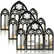 Pcapzz 9PCS Wall Arch Mirrors Set Gothic Wall Mirror Decor Cathedral Arched Mirror Decoration