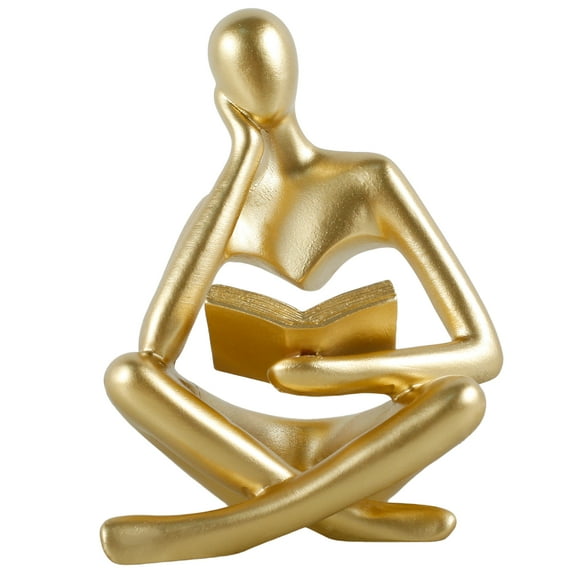 Pcapzz Abstract Thinker Bookend Decor Abstract Thinker Statue Bookshelf Decor Elegant Resin Abstract Thinker Figurine Artistic Abstract Thinker Ornament,Gold