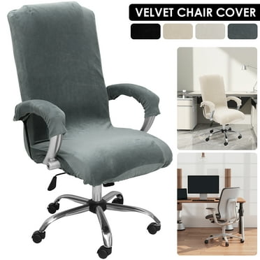 Pcapzz Computer Office Chair Cover with Armrest Chair Protector Cover Velvet Plush Stretch Desk Chair Cover Machine Washable Removable Stretchable Universal Rotating Chair Cover for Indoor