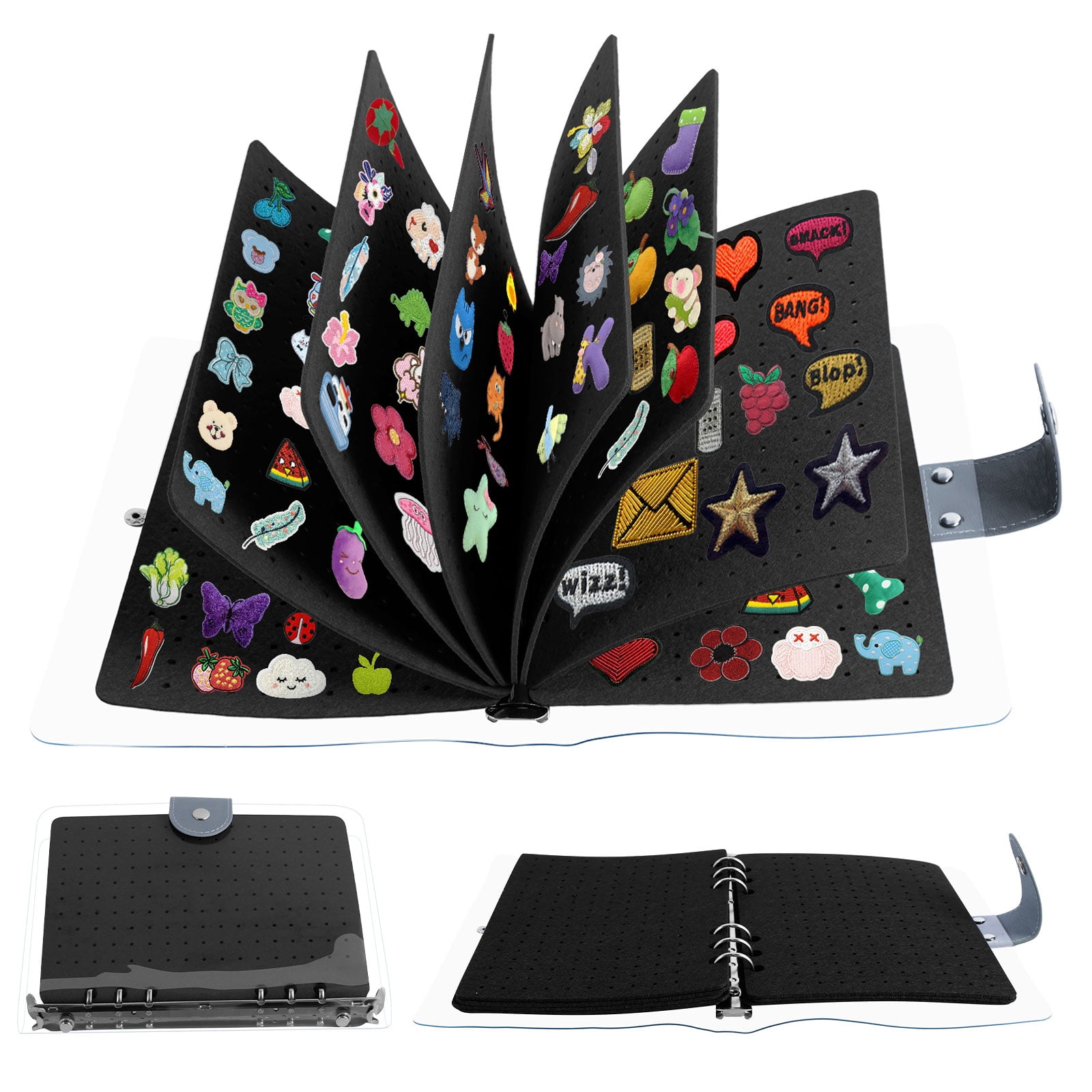 Qivine Enamel Pin Display Book - 8 Pages, Holds 350 Pins, PVC Waterproof Cover, Portable Felt Binder For Collectors (White)