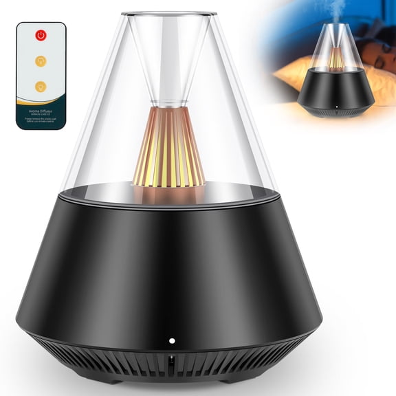 Pcapzz Essential Oil Diffuser Aromatherapy Diffuser 150ML Silent Waterless Auto-Off Ultrasonic Nebulizer Humidifier USB Mini Remote Control LED Atmosphere Light 2 Cool Mist Modes,136x136x155mm