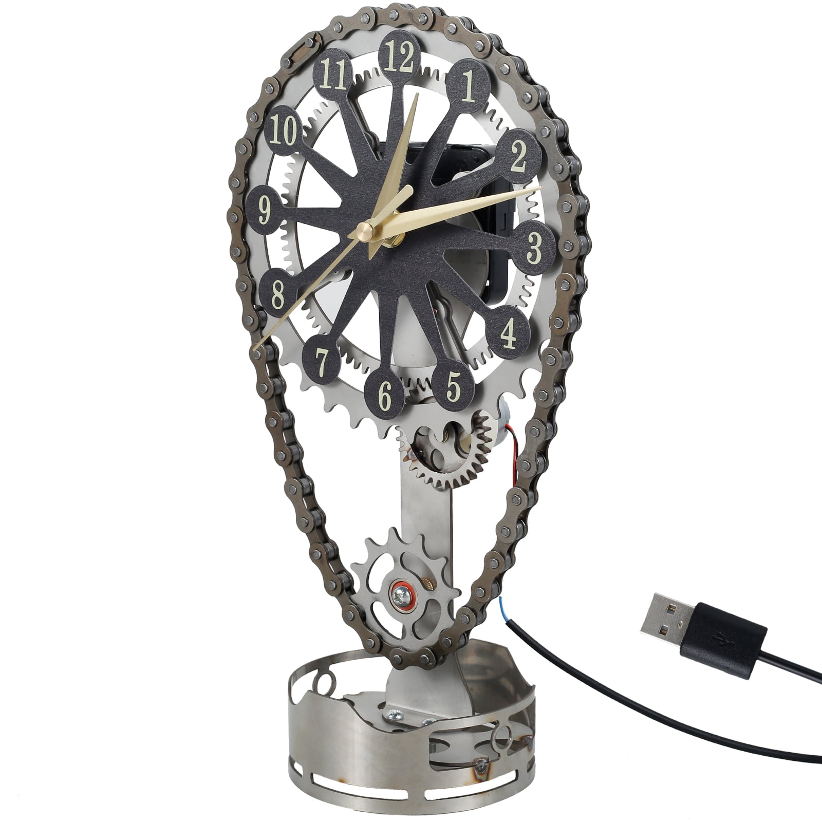 Pcapzz Gears Clock Vintage Chain Clock Moving Gear Table Clock Crafts