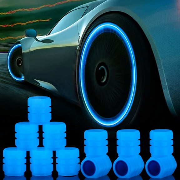 Pcapzz Glowing Tire Valve,Universal Fluorescent Luminous Tire Valve, Stem Caps with Light in Dark for Car Truck Bicycle Motorcycles Decor 12PCS