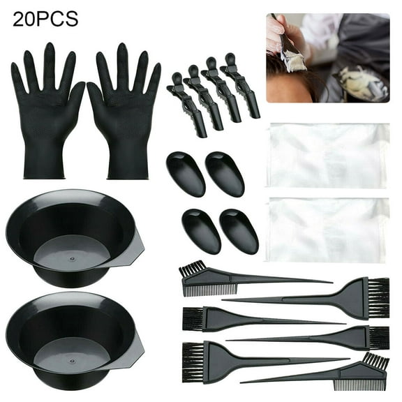 Pcapzz Hair Dyeing Kit Professional Hair Coloring Kit Complete Hair Coloring Bleaching Suit with Bowl Brush Comb Cape Clip Ear Cap Gloves for Home Hair Salon